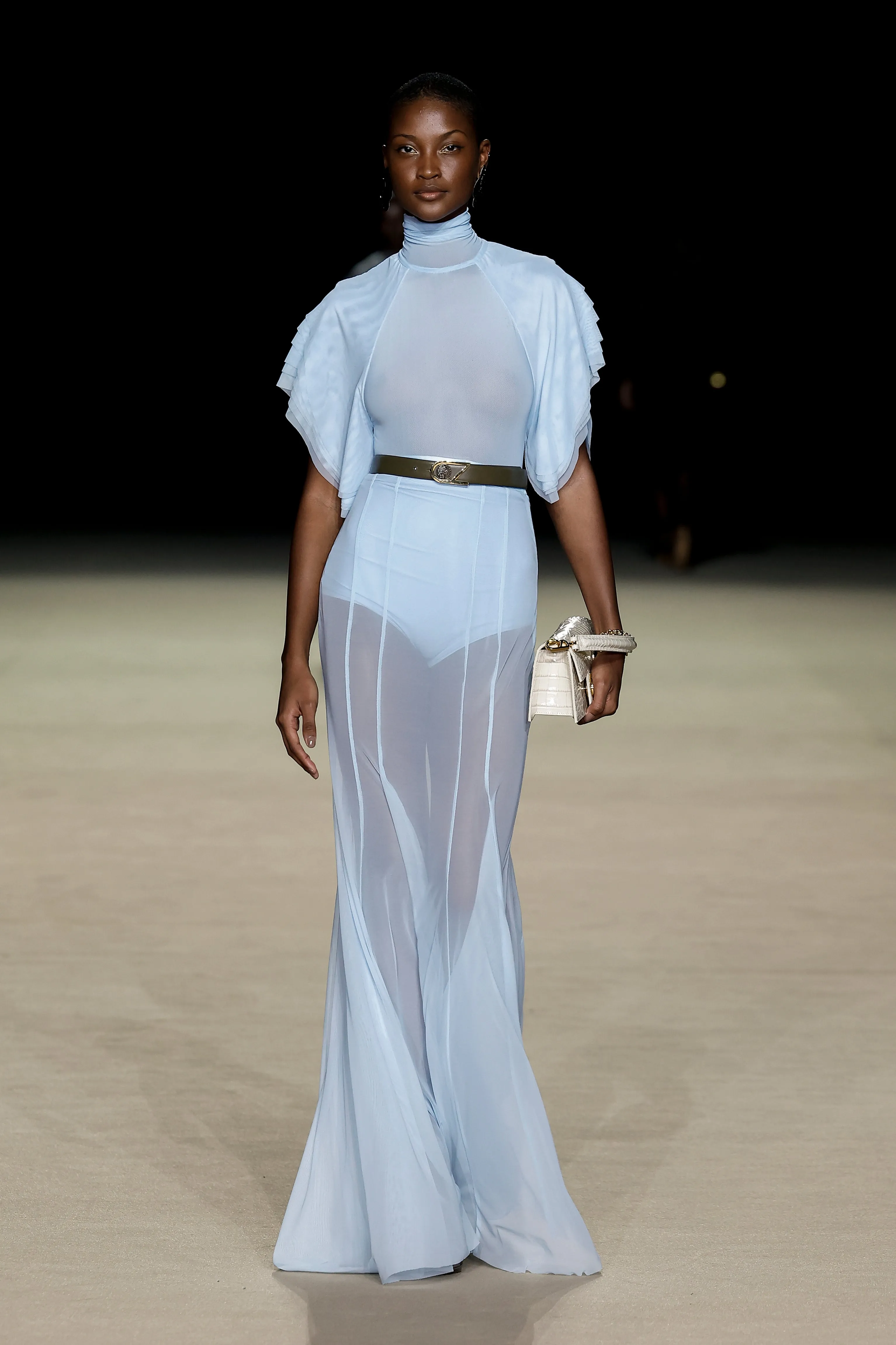 PALE BLUE PURA MESH PETAL SLEEVE BODYSUIT sold by Carla Zampatti product image thumbnail 4