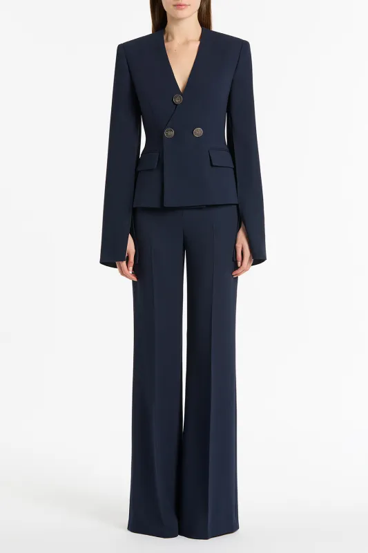 NAVY CREPE MONETA ROME JACKET sold by Carla Zampatti