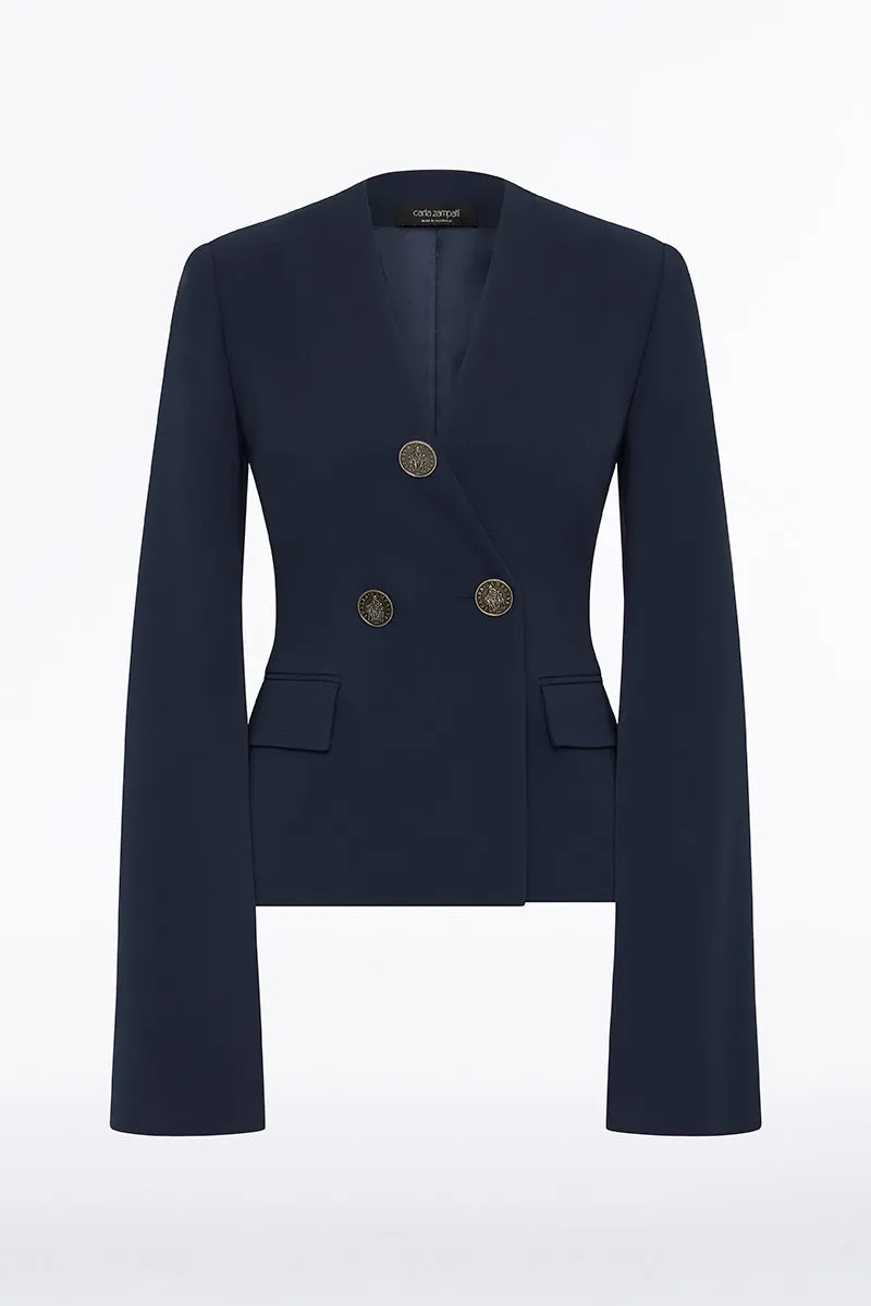 NAVY CREPE MONETA ROME JACKET sold by Carla Zampatti product image thumbnail 4