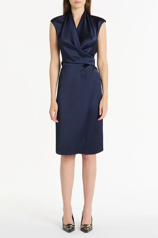 MIDNIGHT SATIN WRAP DRESS sold by Carla Zampatti