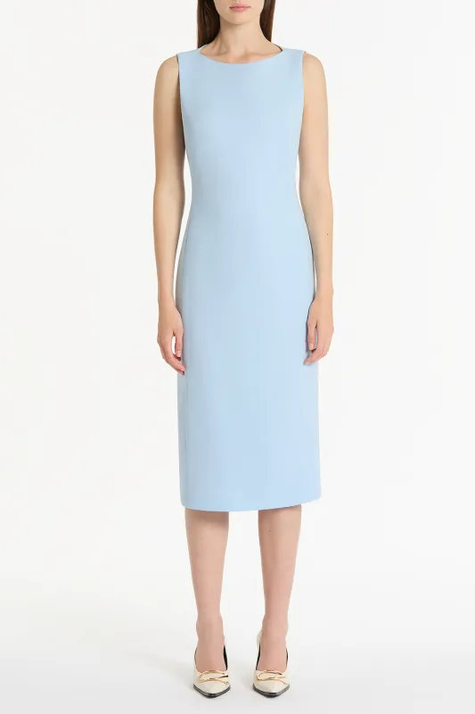 PALE BLUE CREPE SHEATH DRESS sold by Carla Zampatti
