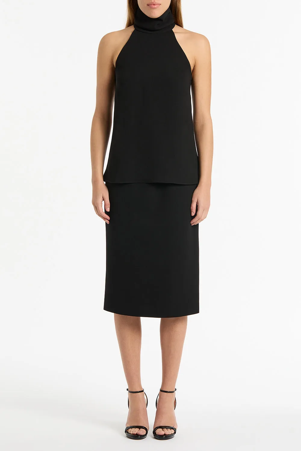 BLACK CREPE HALTER TOP sold by Carla Zampatti