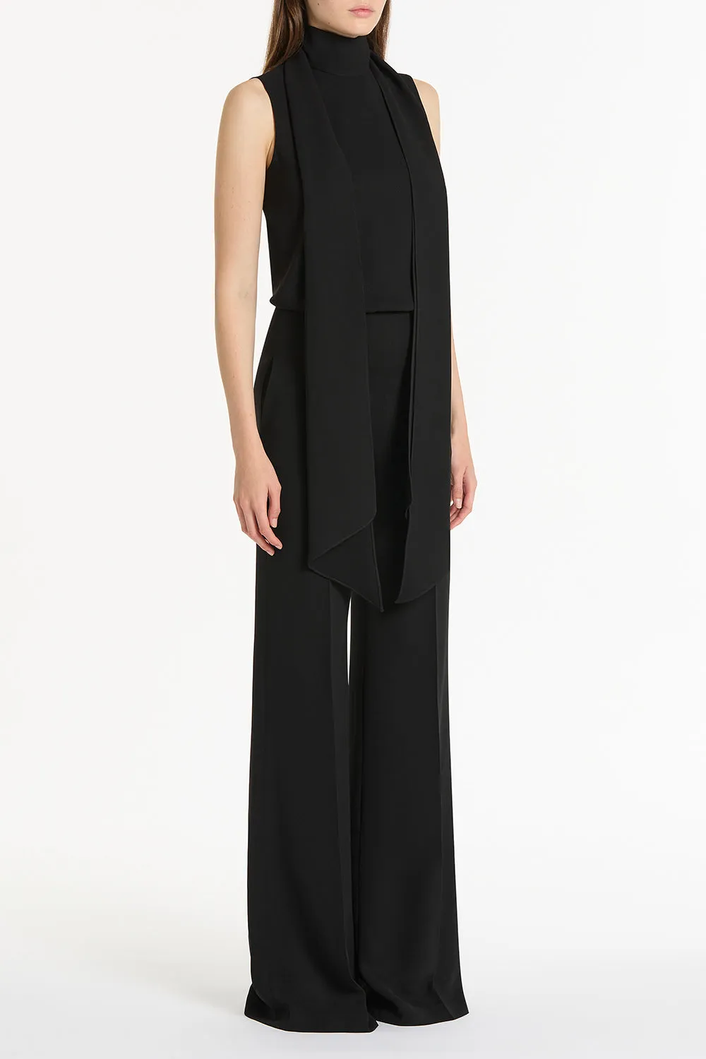 BLACK CREPE CLASSIC TIE NECK JUMPSUIT sold by Carla Zampatti product image thumbnail 2