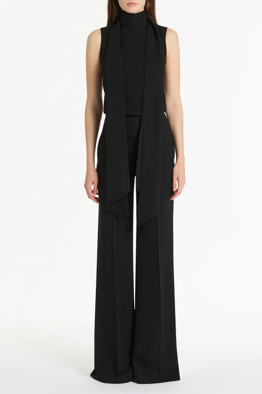 BLACK CREPE CLASSIC TIE NECK JUMPSUIT sold by Carla Zampatti