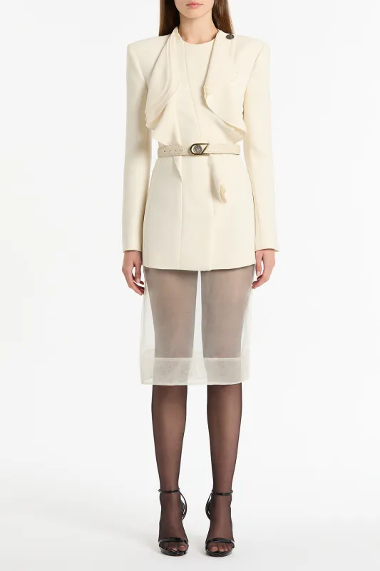 IVORY CREPE FLOUNCE BLAZER sold by Carla Zampatti