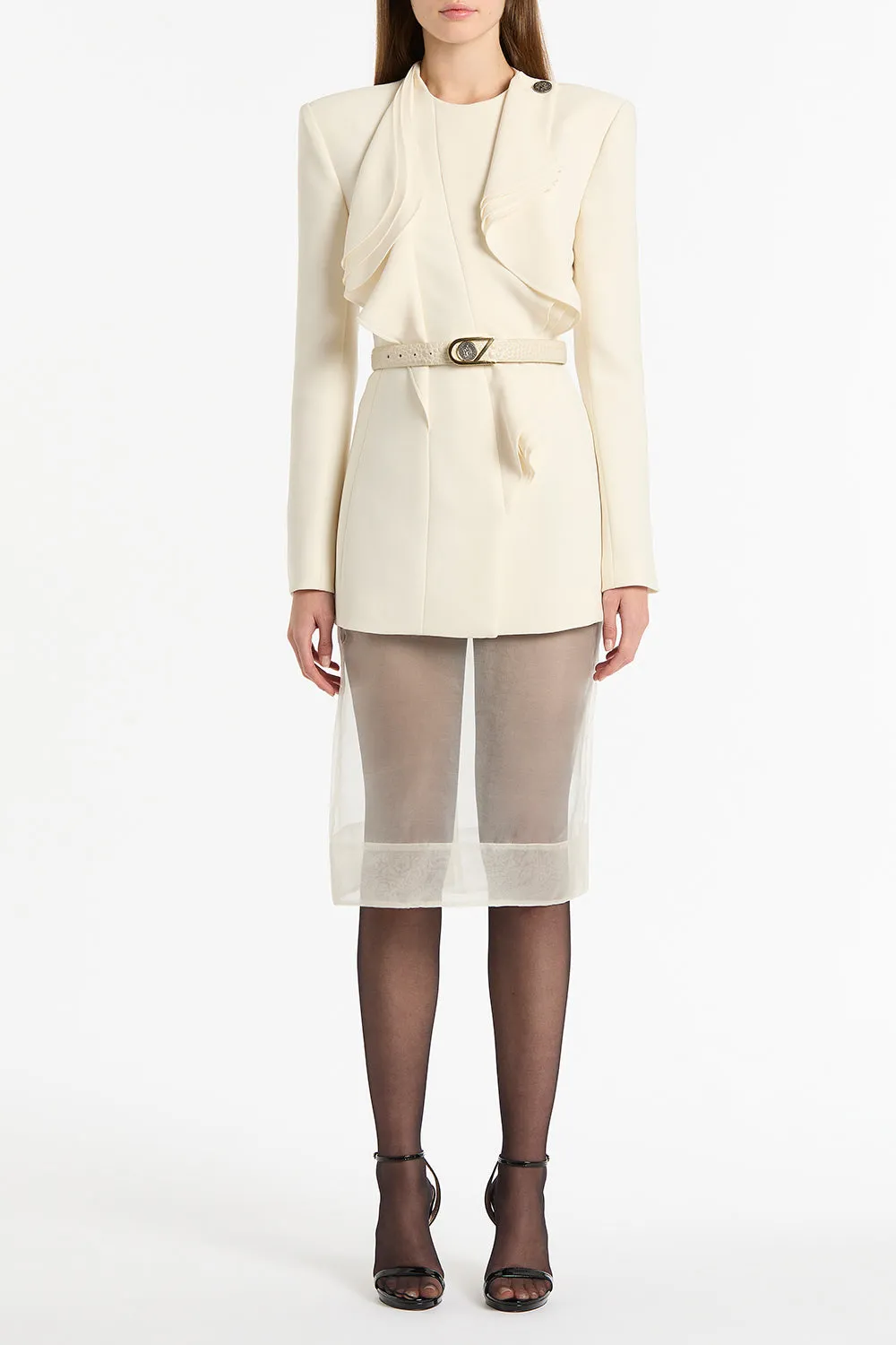 IVORY CREPE FLOUNCE BLAZER sold by Carla Zampatti