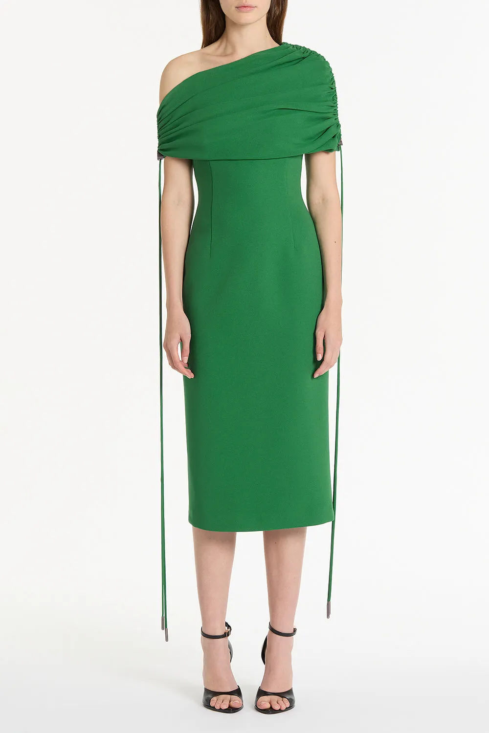 JADE CREPE COULISSE SHRUG DRESS sold by Carla Zampatti