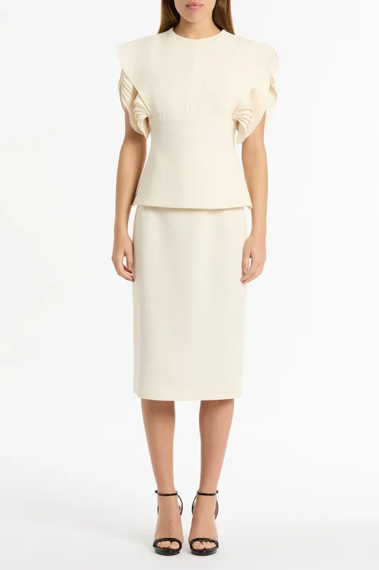 IVORY CREPE PENCIL SKIRT sold by Carla Zampatti
