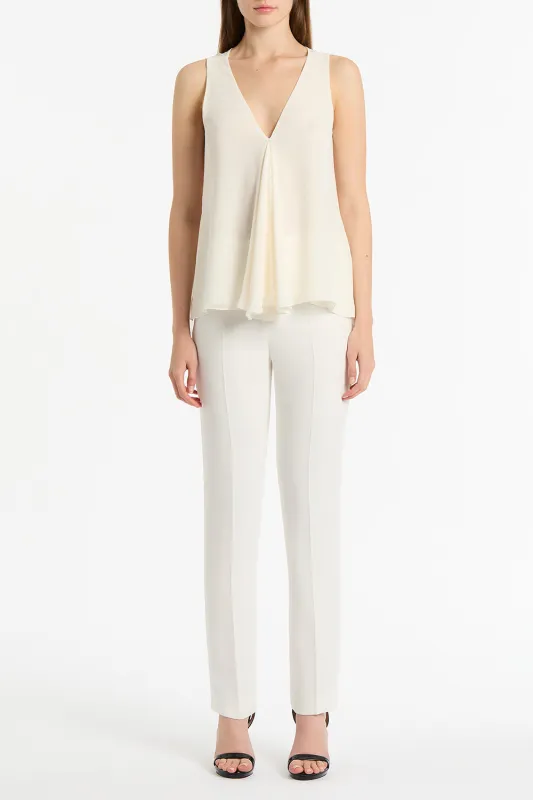 CREAM GEORGETTE FLUTED TANK sold by Carla Zampatti
