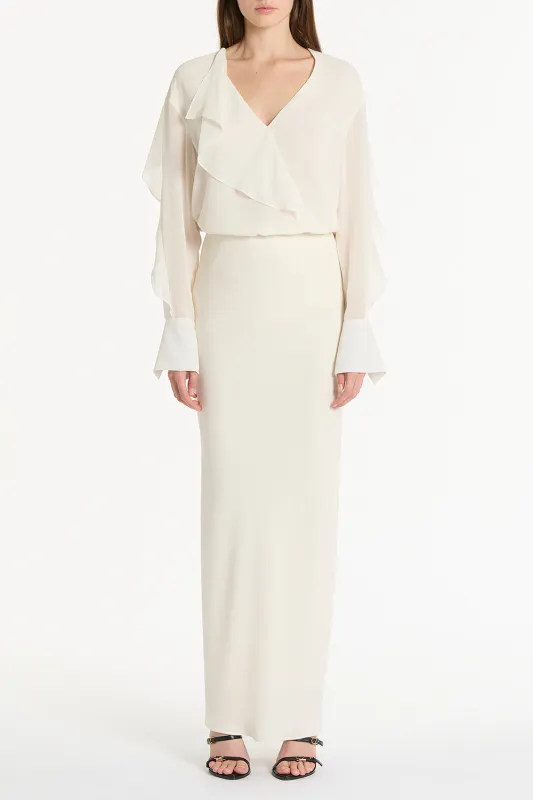 CREAM GEORGETTE FLUTED BLOUSE sold by Carla Zampatti