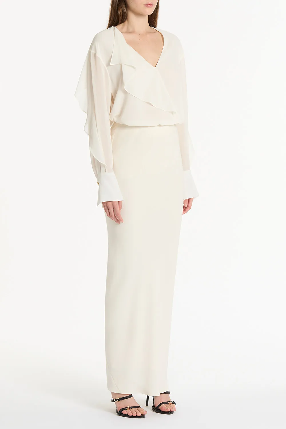 CREAM GEORGETTE FLUTED BLOUSE sold by Carla Zampatti product image thumbnail 3