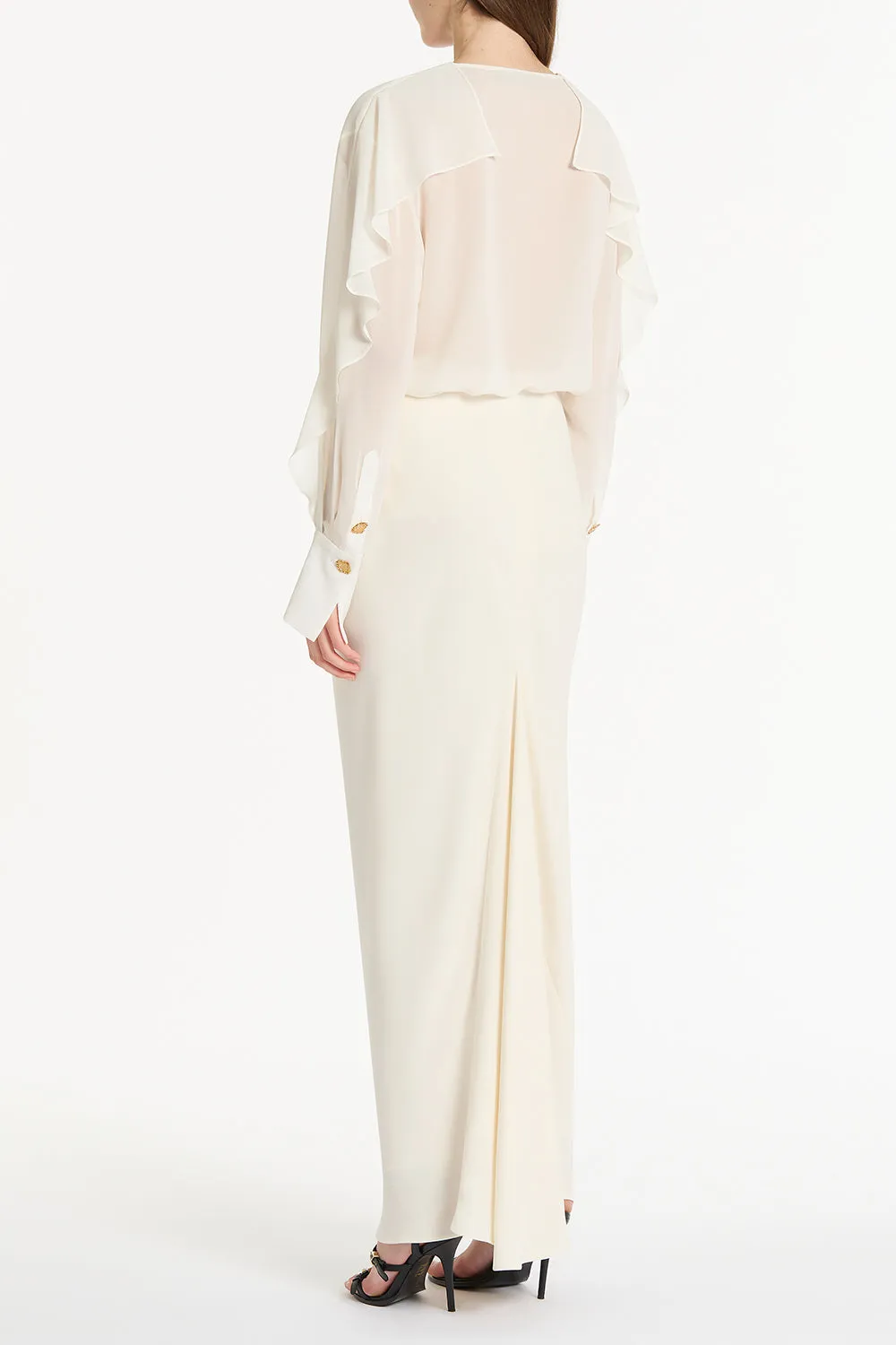 CREAM GEORGETTE FLUTED BLOUSE sold by Carla Zampatti product image thumbnail 2