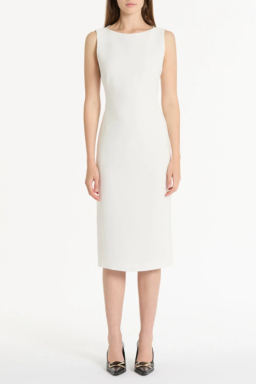 WHITE CREPE SHEATH DRESS sold by Carla Zampatti