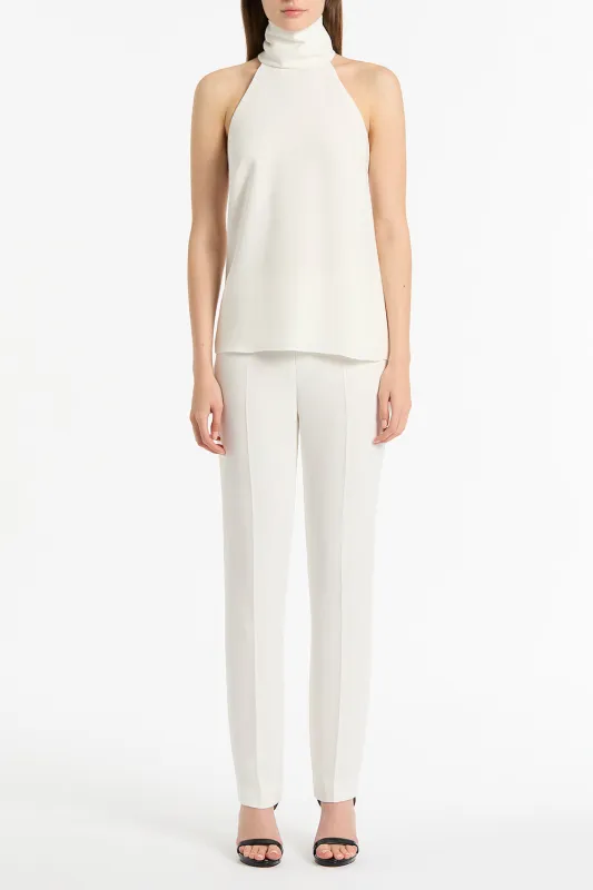 WHITE CREPE HALTER TOP made by Carla Zampatti
