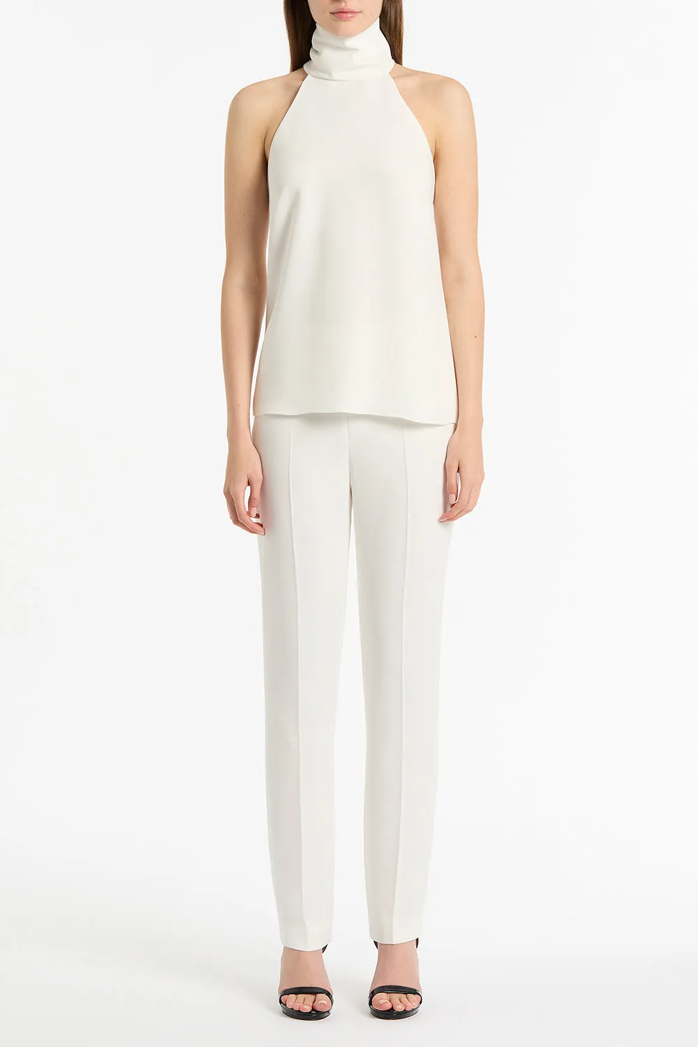 WHITE CREPE HALTER TOP sold by Carla Zampatti