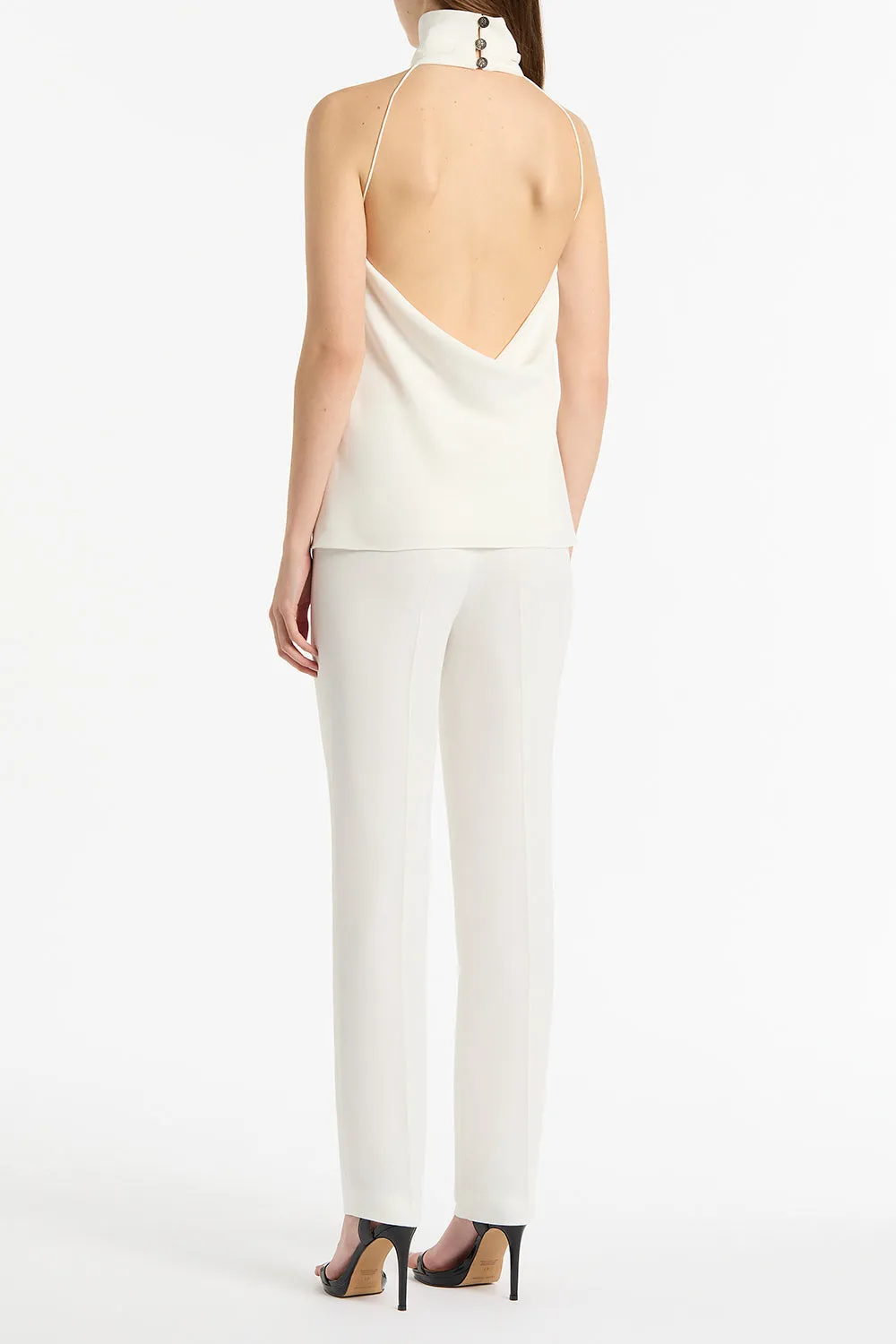 WHITE CREPE HALTER TOP sold by Carla Zampatti product image thumbnail 2