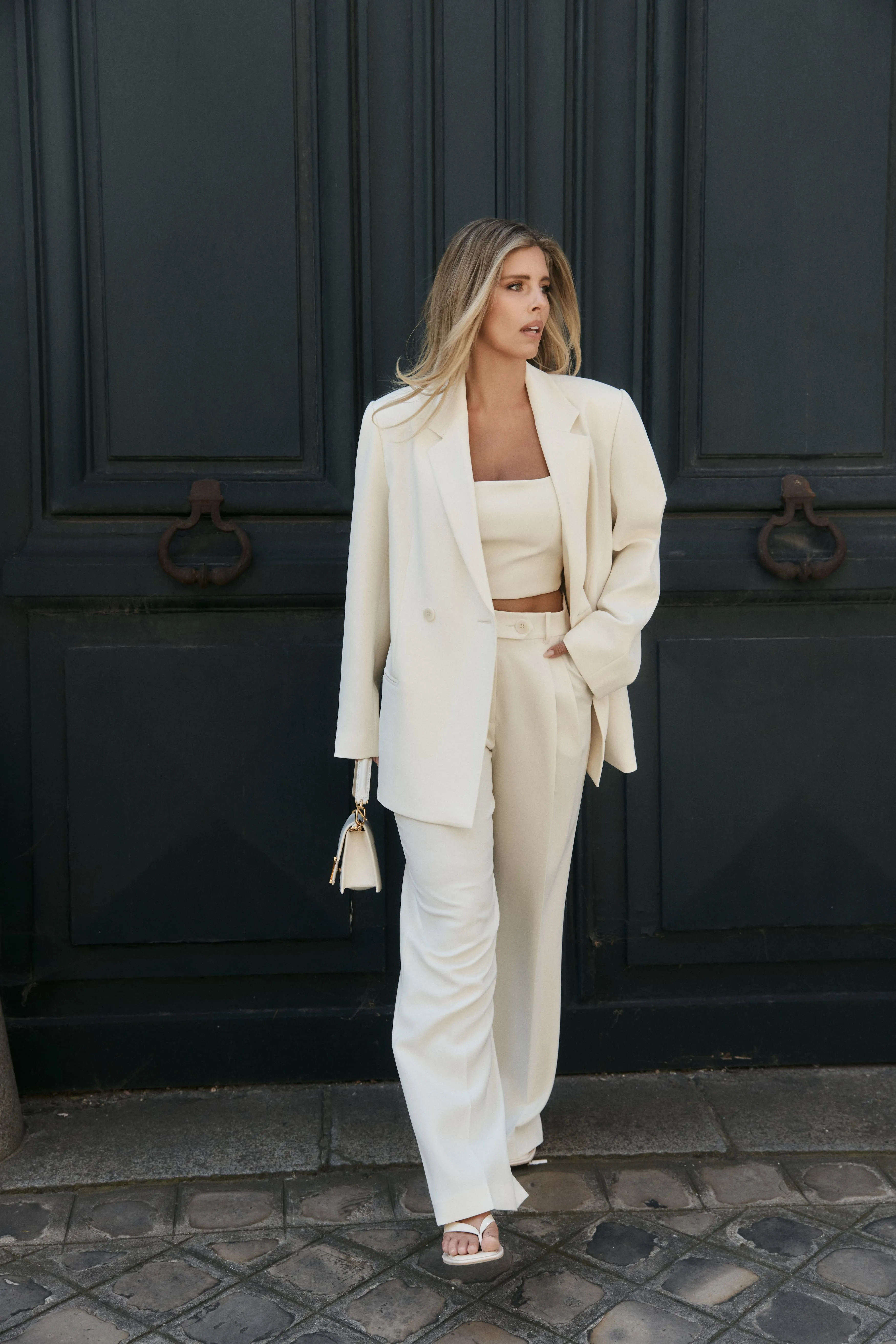 IVORY CREPE WIDE LEG PANT sold by Carla Zampatti
