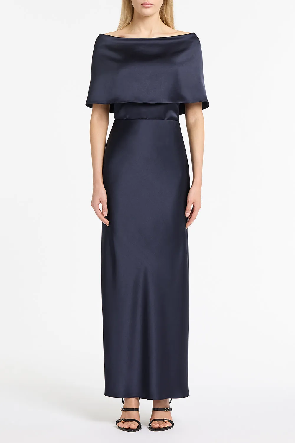 MIDNIGHT SATIN OFF SHOULDER TOP sold by Carla Zampatti