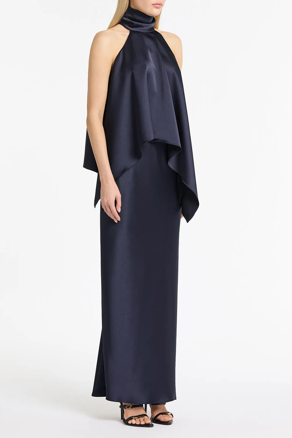 MIDNIGHT SATIN DRAPED HALTER TOP sold by Carla Zampatti product image thumbnail 3