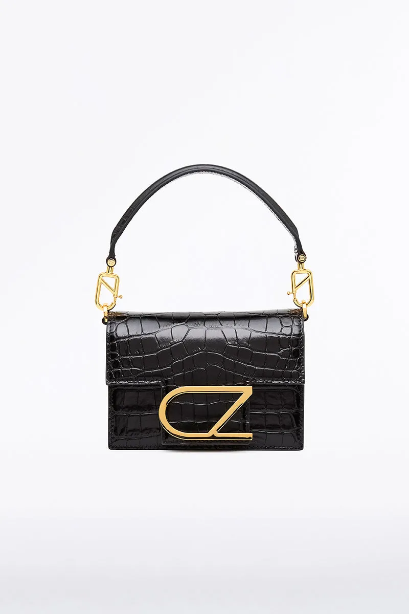 BLACK CROC CZ PICCOLA MINI BAG sold by Carla Zampatti