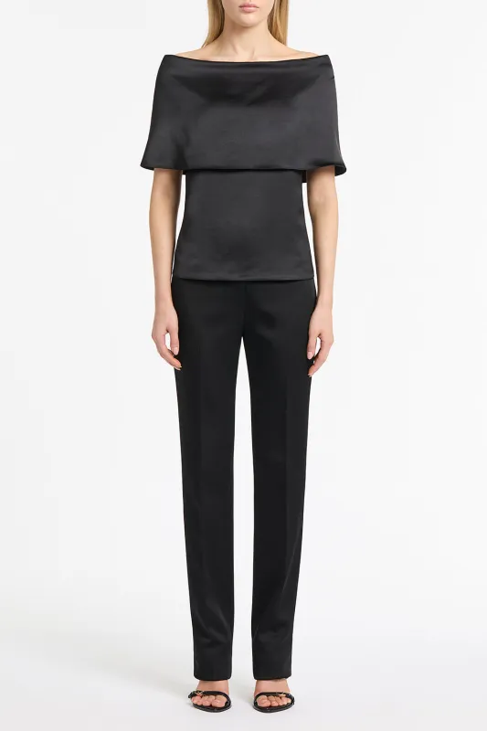 BLACK SATIN OFF SHOULDER TOP sold by Carla Zampatti