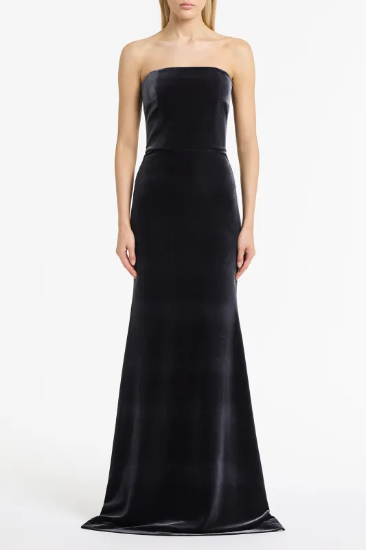 MIDNIGHT VELVET STRAPLESS GOWN sold by Carla Zampatti