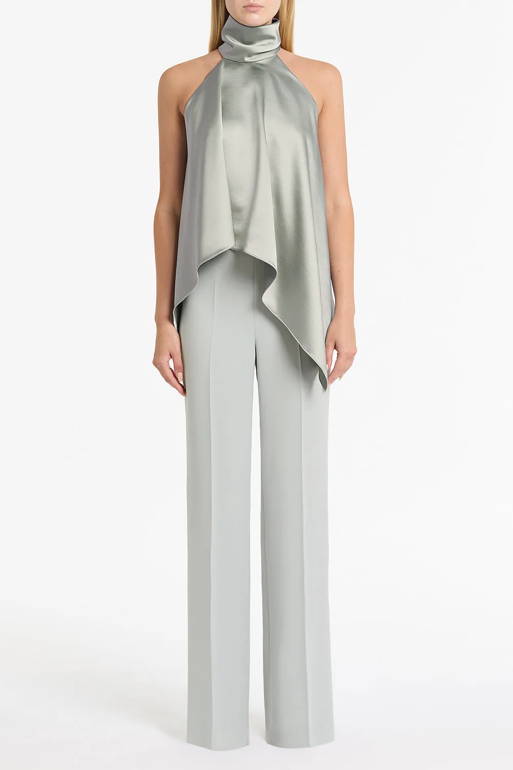 SILVER SATIN DRAPED HALTER TOP sold by Carla Zampatti product image thumbnail 5