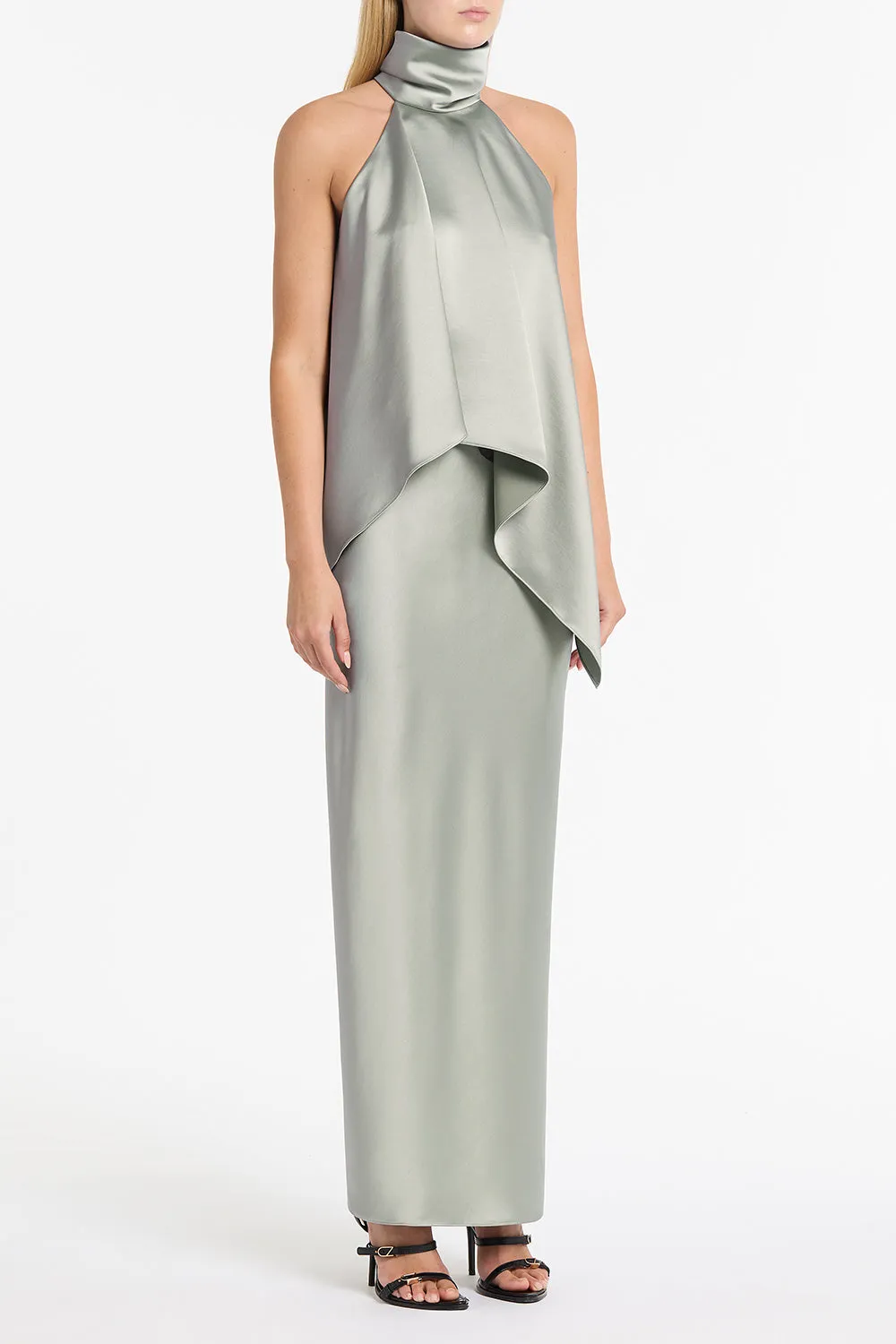 SILVER SATIN DRAPED HALTER TOP sold by Carla Zampatti product image thumbnail 3