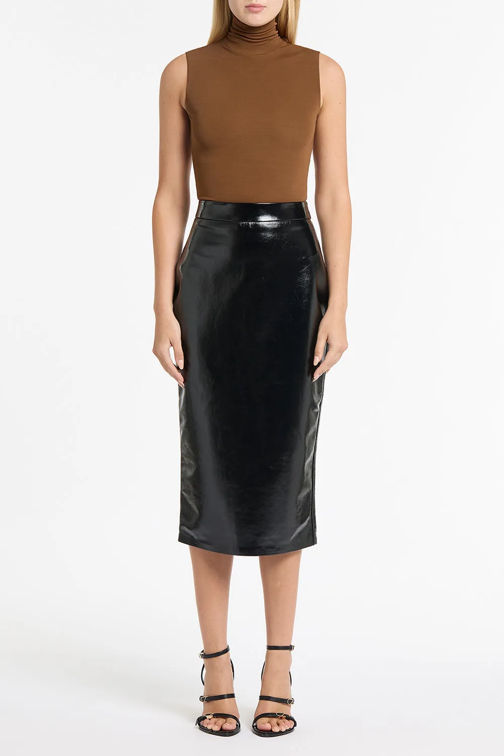 COGNAC MATTE JERSEY POLO sold by Carla Zampatti