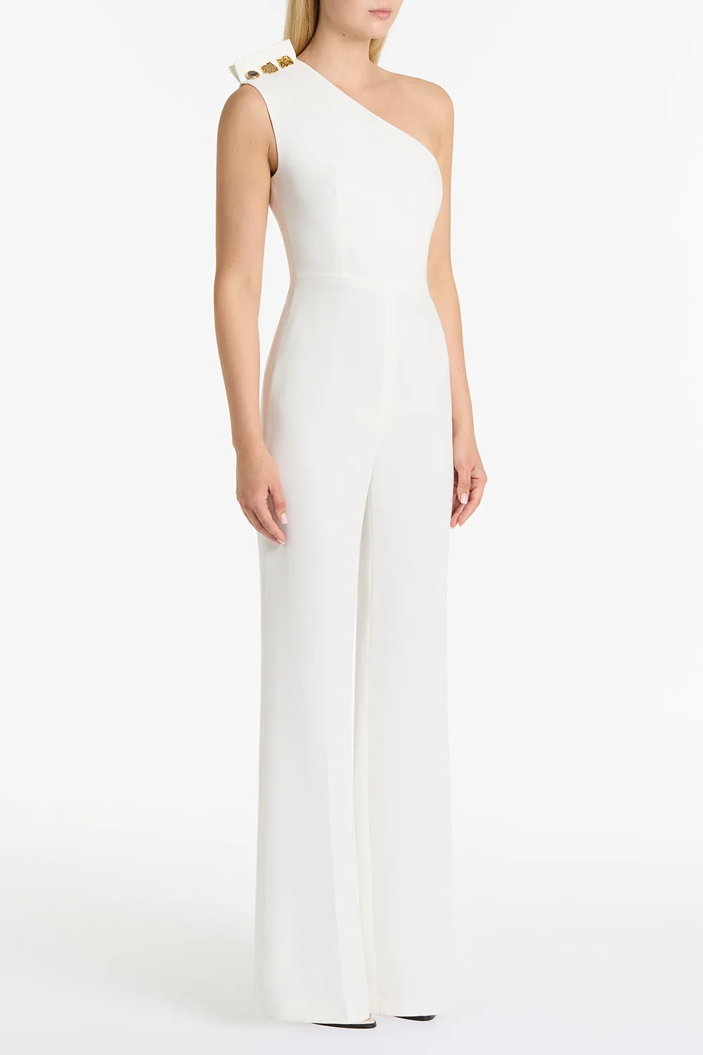 WHITE CREPE ONE SHOULDER JUMPSUIT sold by Carla Zampatti product image thumbnail 2