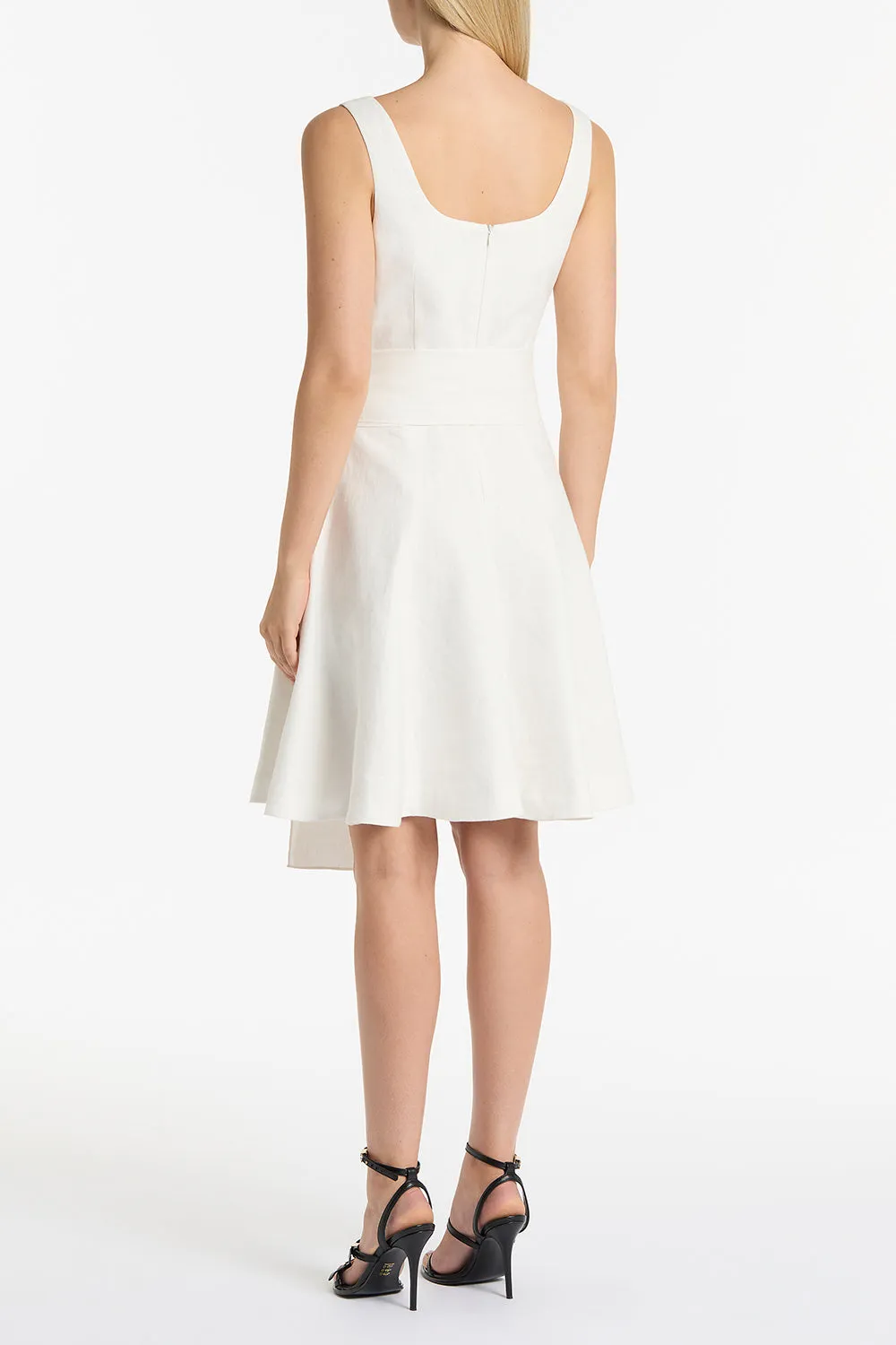 IVORY LINEN SQUARE NECK MIDI DRESS sold by Carla Zampatti product image thumbnail 3