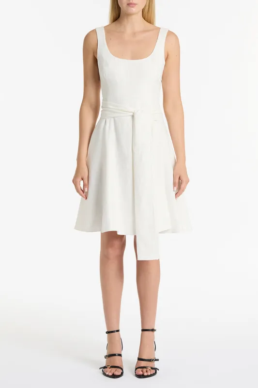 IVORY LINEN SQUARE NECK MIDI DRESS sold by Carla Zampatti