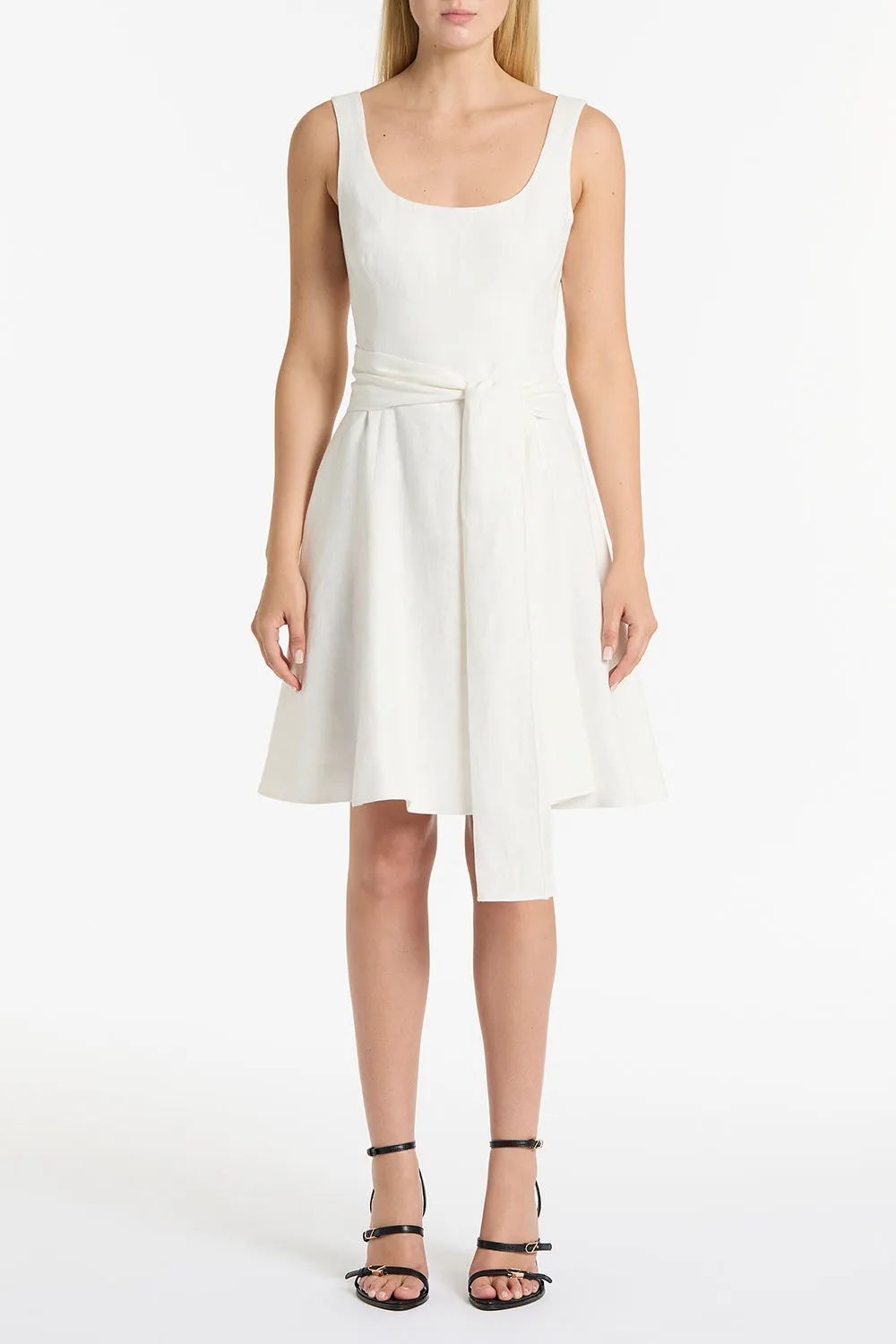 IVORY LINEN SQUARE NECK MIDI DRESS sold by Carla Zampatti