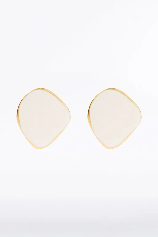 CREAM ENAMEL SPOT EARRINGS sold by Carla Zampatti