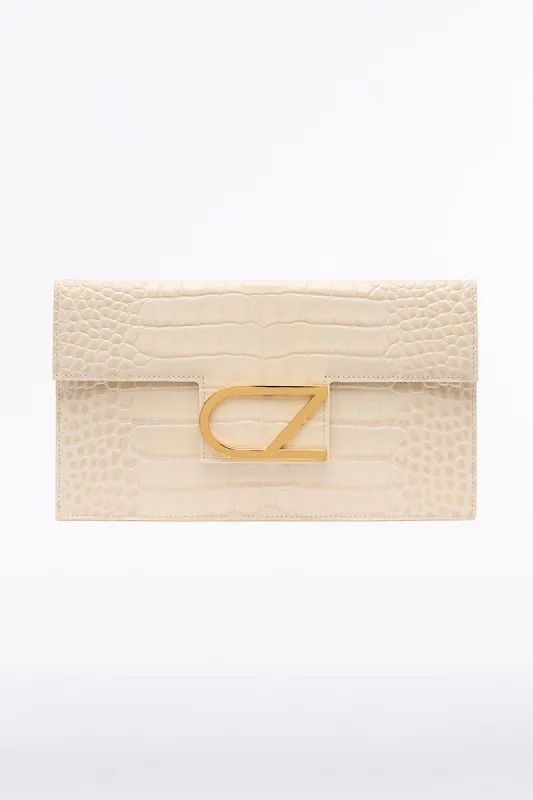 IVORY CZ LETTERA ENVELOPE CLUTCH sold by Carla Zampatti