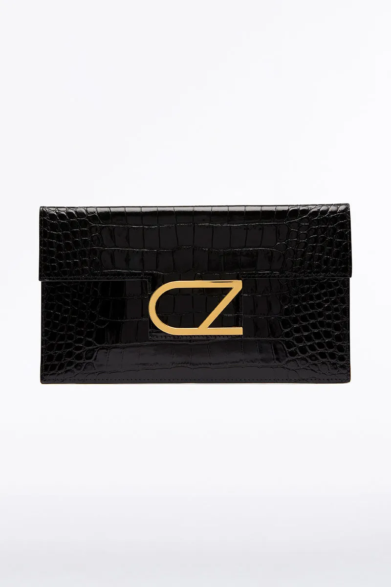 BLACK CZ LETTERA ENVELOPE CLUTCH sold by Carla Zampatti