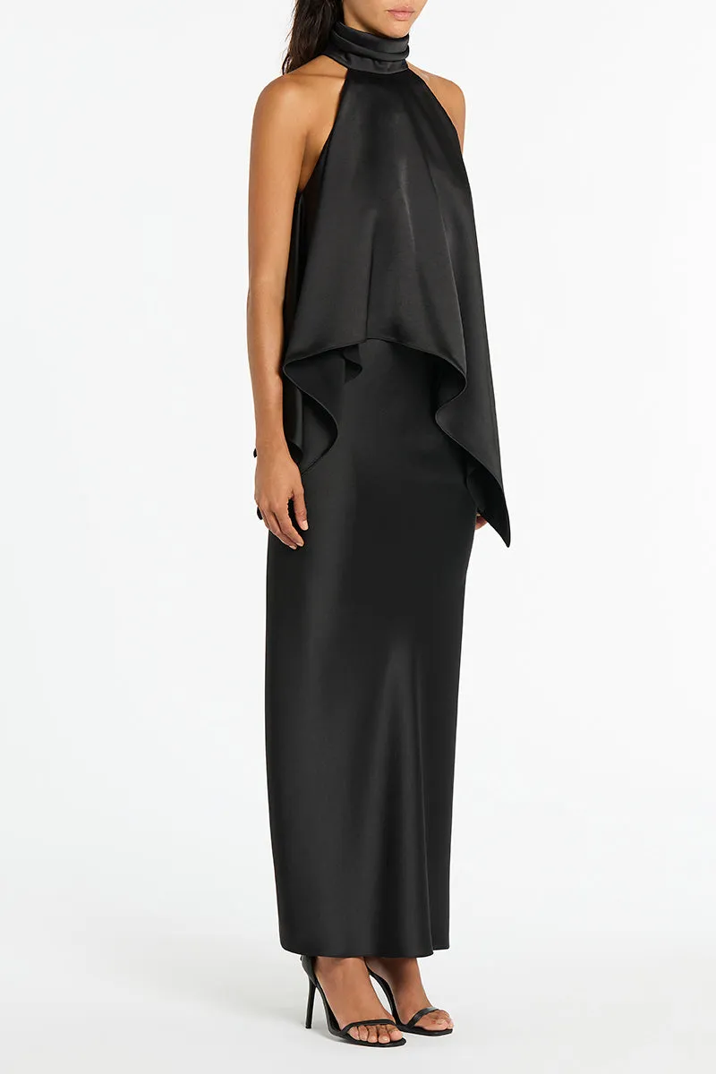 BLACK SATIN DRAPED ALTURA HALTER TOP sold by Carla Zampatti product image thumbnail 2