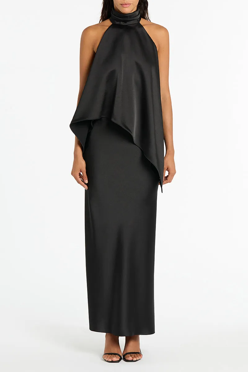 BLACK SATIN DRAPED ALTURA HALTER TOP sold by Carla Zampatti