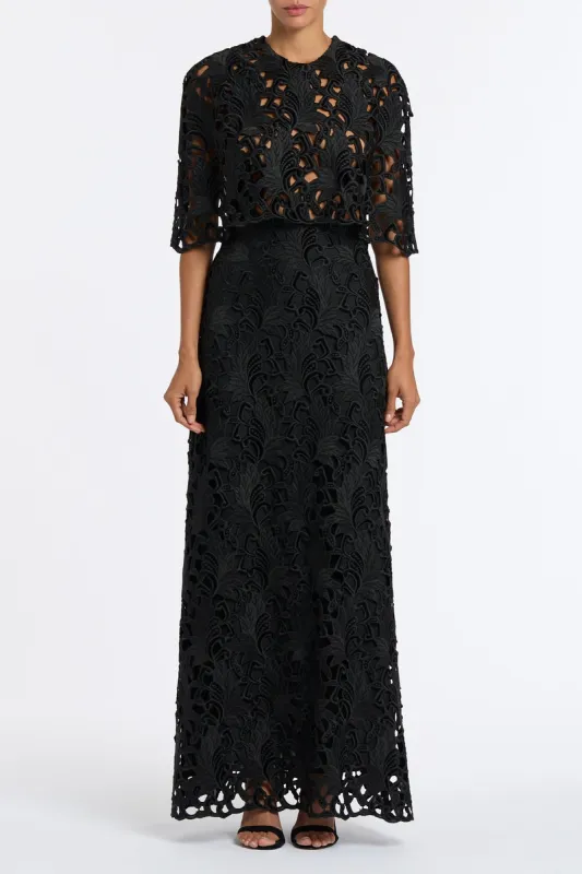 BLACK EMBROIDERED VELVET GOWN sold by Carla Zampatti