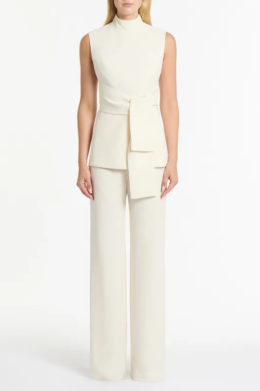 IVORY CREPE WIDE WAISTED PANT sold by Carla Zampatti