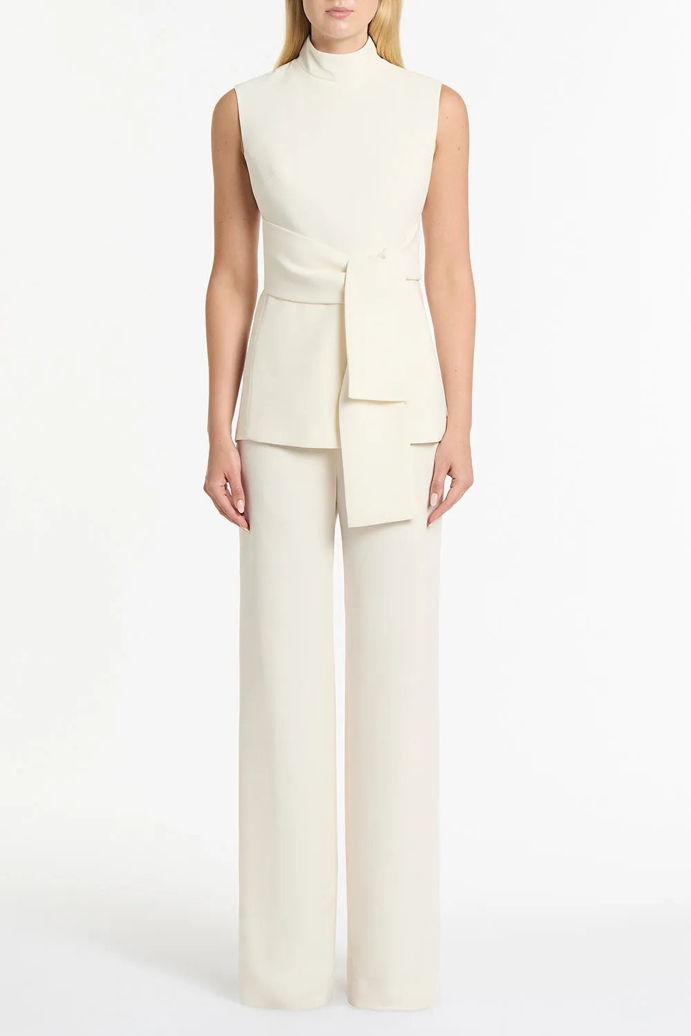 IVORY CREPE WIDE WAISTED PANT sold by Carla Zampatti