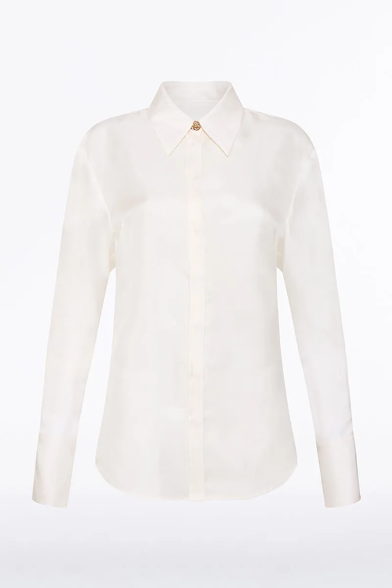 WHITE SILK TWILL RELAXED SHIRT sold by Carla Zampatti product image thumbnail 4