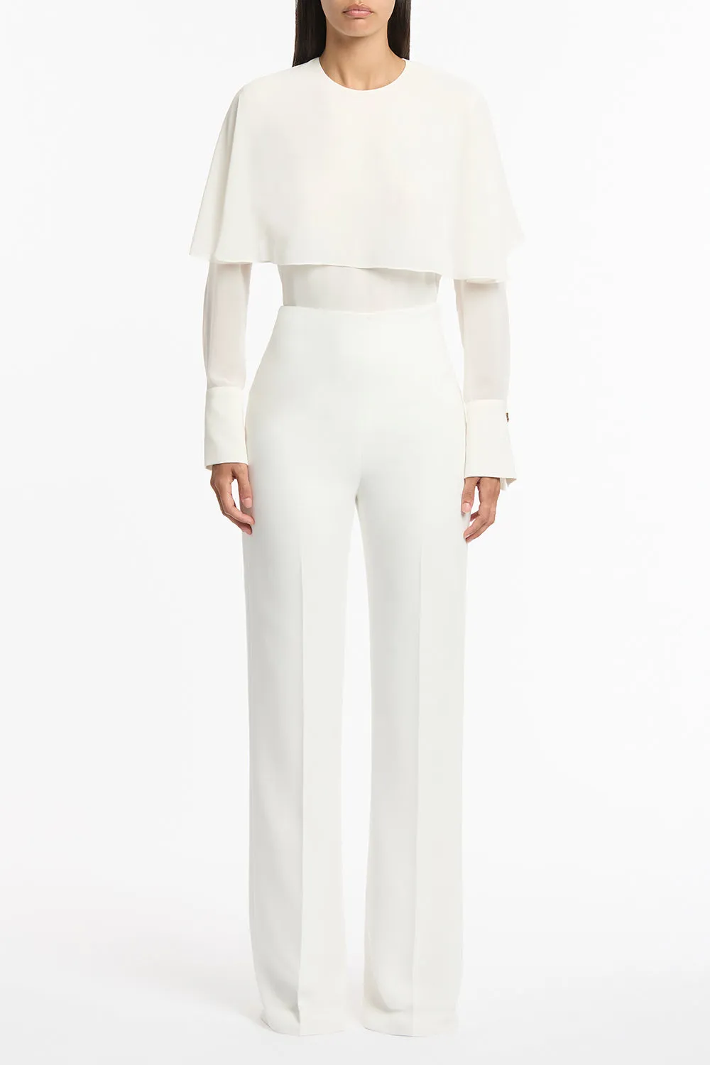 WHITE CREPE WIDE CLASSIC PANT sold by Carla Zampatti
