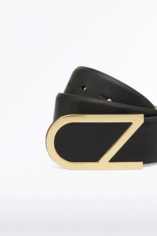 BLACK CZ LOGO CLASSIC WIDE BELT sold by Carla Zampatti