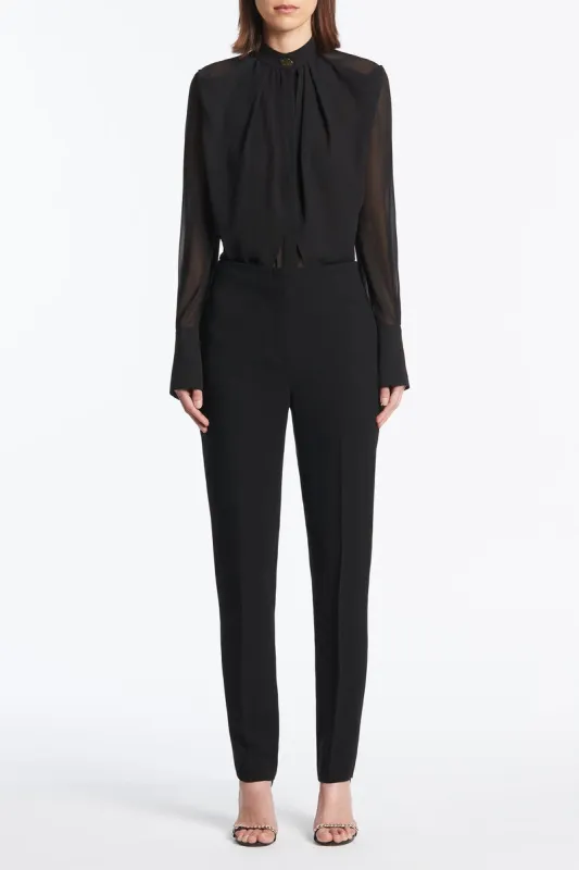 BLACK CREPE SLIM FLY-FRONT PANT sold by Carla Zampatti