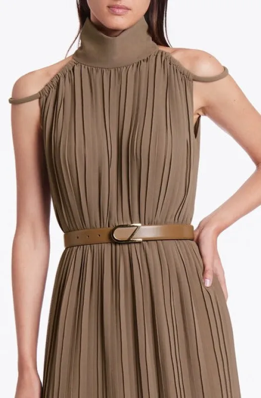 TAN LEATHER CZ LOGO BELT sold by Carla Zampatti