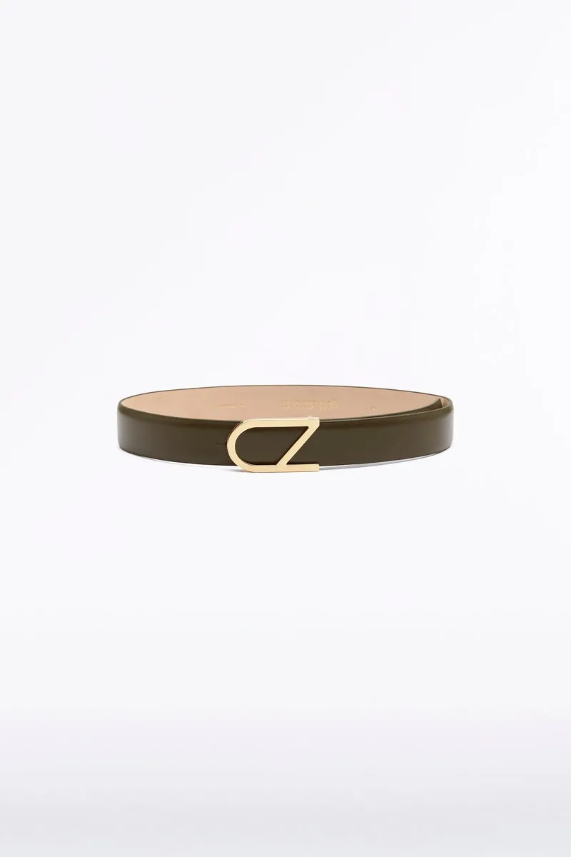 OLIVE LEATHER CZ LOGO BELT sold by Carla Zampatti product image thumbnail 2