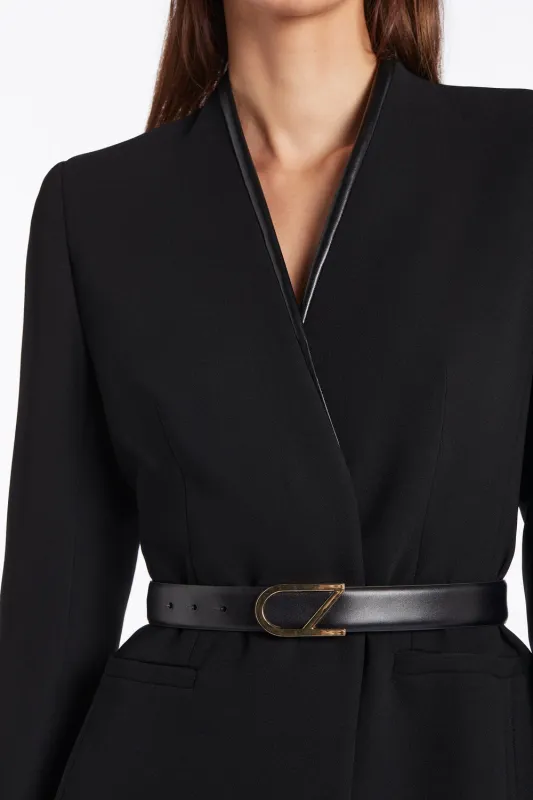 BLACK LEATHER CZ LOGO BELT sold by Carla Zampatti