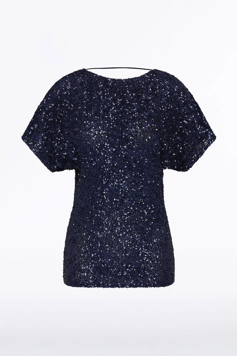MIDNIGHT CRUSHED SEQUIN DRAPE TOP sold by Carla Zampatti product image thumbnail 4