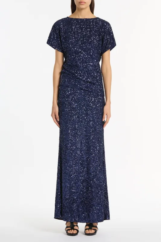 MIDNIGHT CRUSHED SEQUIN DRAPE TOP sold by Carla Zampatti